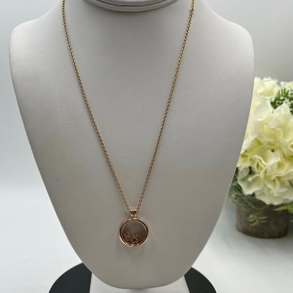 Pandora Floating Locket Rose Gold Plated Tone Long Pendant with Charms Retired - Picture 1 of 11